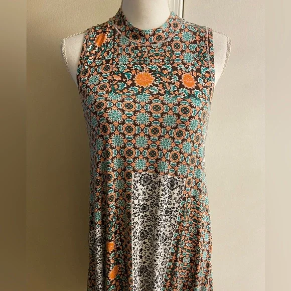 Anthropologie Maeve Lilt swing dress colorful jersey knit with pockets Large - Picture 7 of 13